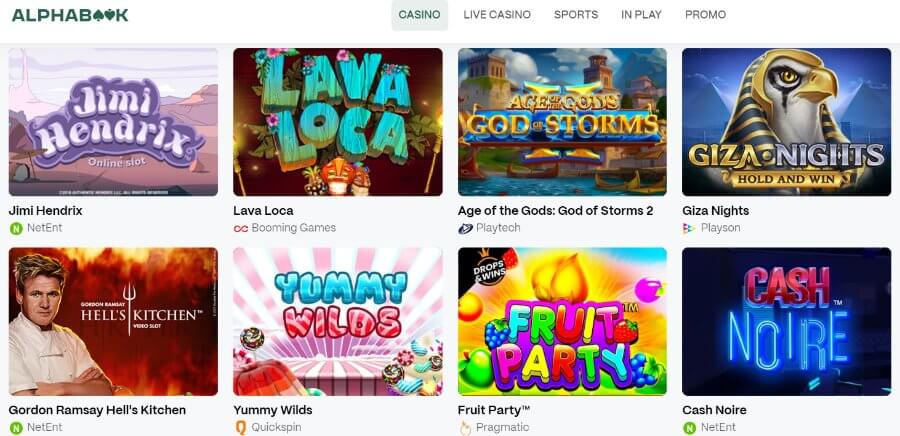 Slots at Alphabook casino