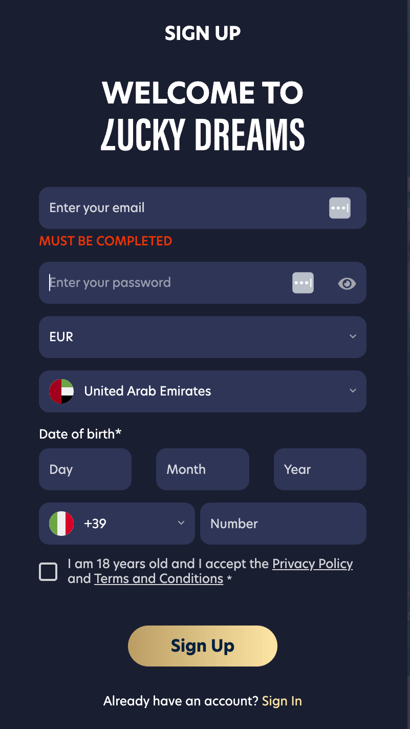 LuckyDreams Casino Registration - Emirates Casino Review - UAE Casino Reviews