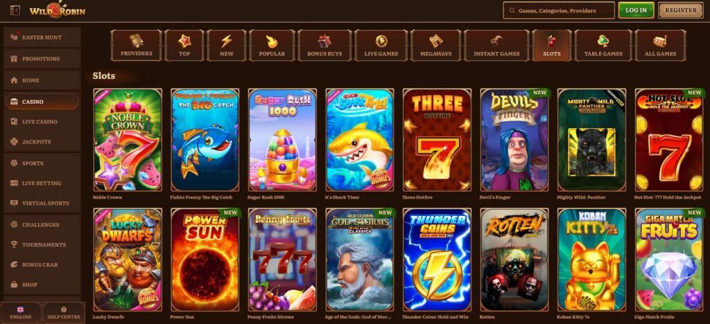 WildRobin’s slot games selection in the UAE