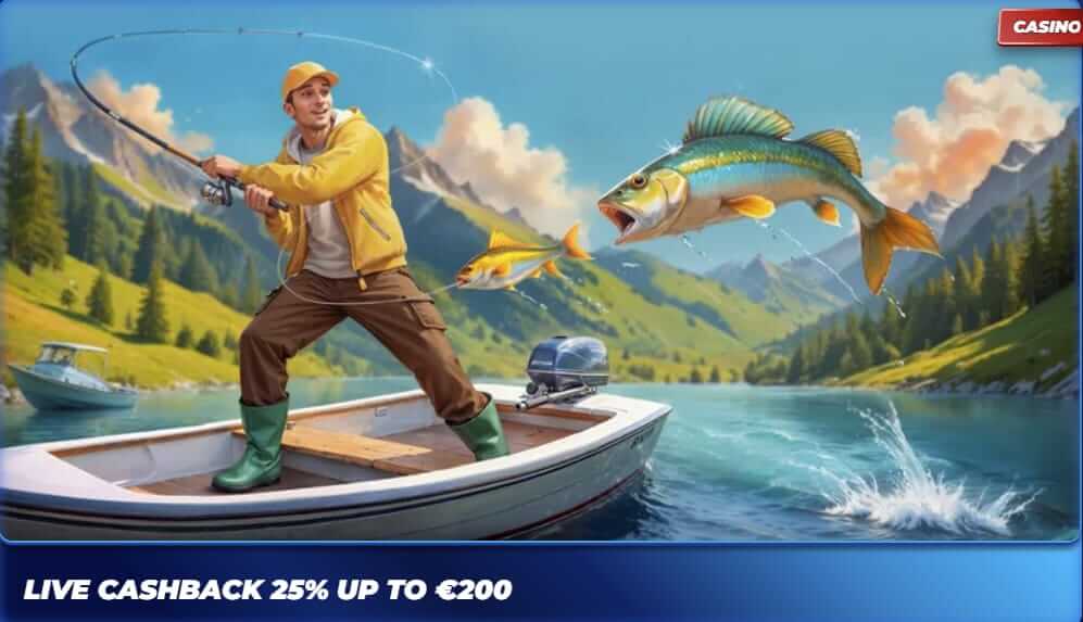live cashback 25% up to $200 at bassbet casino