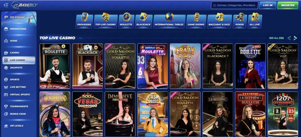 live casino games at bassbet casino
