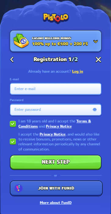 How to Register an Account with Pistolo casino review