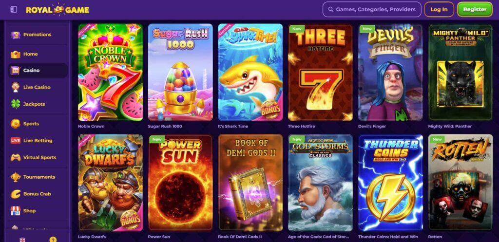 slots games from Royal game casino