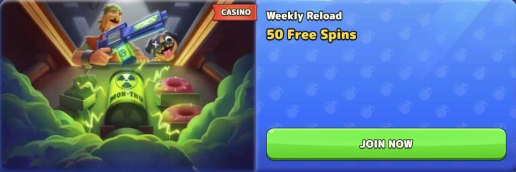 Weekly reload 50 free spins at pistolo casino