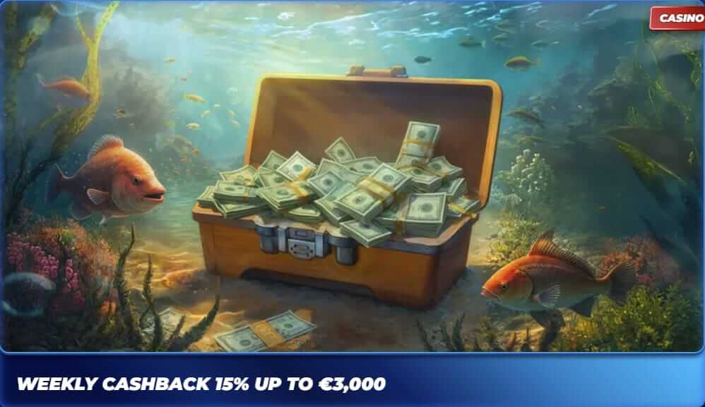 weekly cashback 15% up to $3,000 at bassbet casino