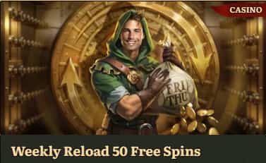 50 free spins Weekly Reload Bonuses at wild robin