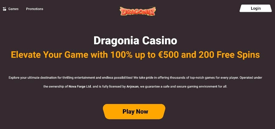 enjoy a welcome bonus at Dragonia Casino