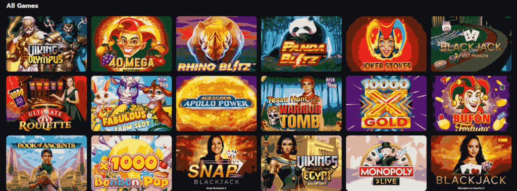 Online casino games selection at MaxCasino